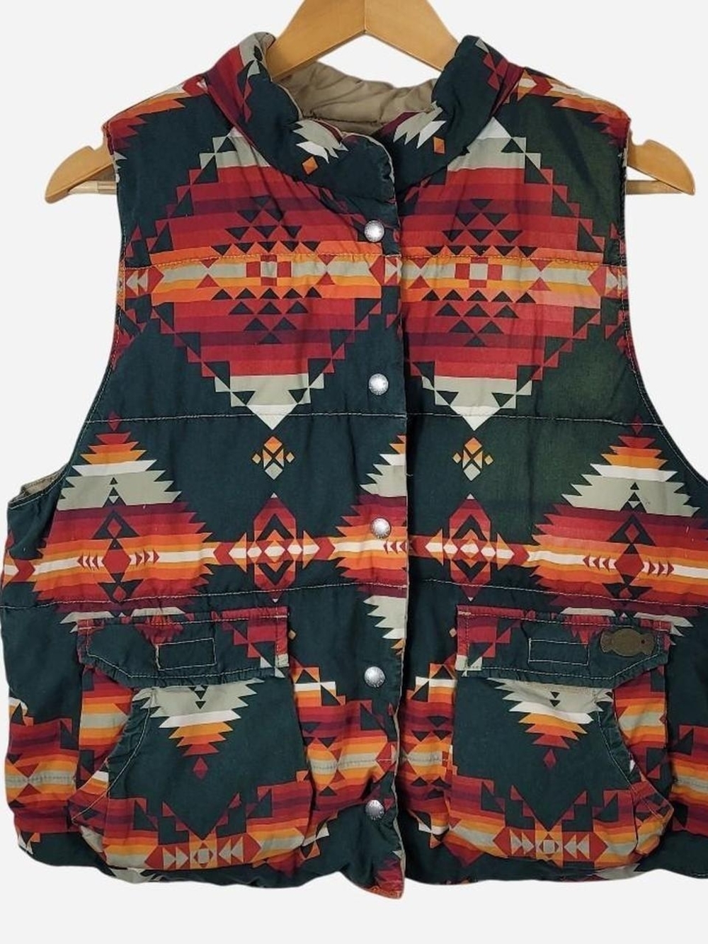 Ralph Lauren Reversible Multicolor Southwestern Quilted Puffer Vest